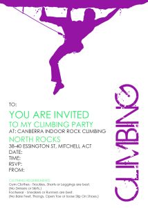 Image for the Party Invitation - Canberra Indoor Rock Climbing - Hume