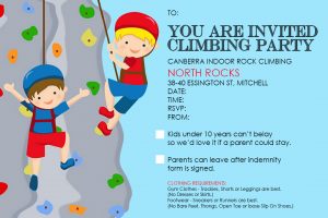 Image for the Party Invitation - Canberra Indoor Rock Climbing - Mitchell