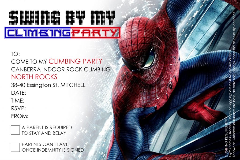 Image for the Party Invitation - Canberra Indoor Rock Climbing - Hume