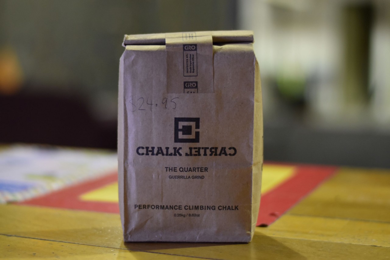 A bag of chalk cartel guerrilla grind performance climbing chalk